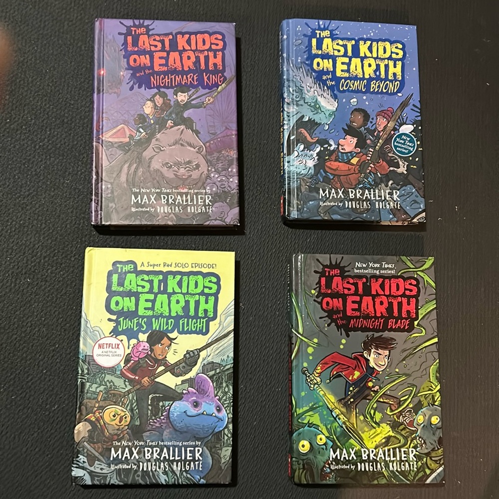 The Last Kids on Earth Books. They are 4 hard covers.